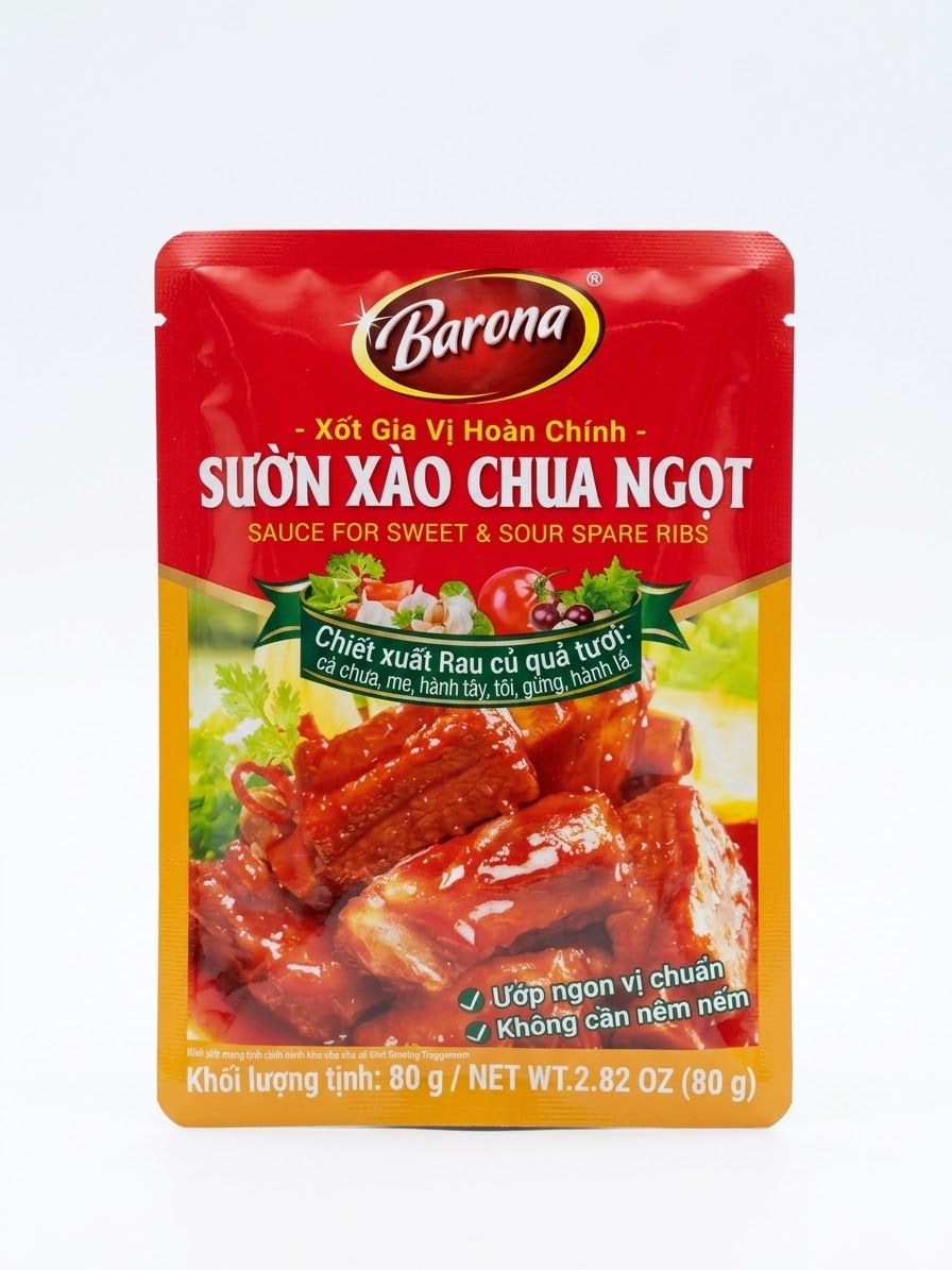 Gia vị sườn xào chua ngọt Barona gói 20g