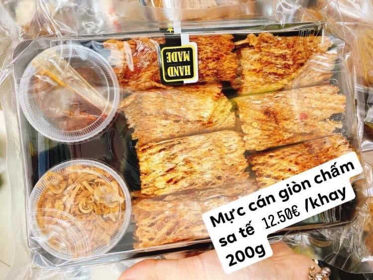 Mực cán giòn chấm sa tế 1 khay 200g