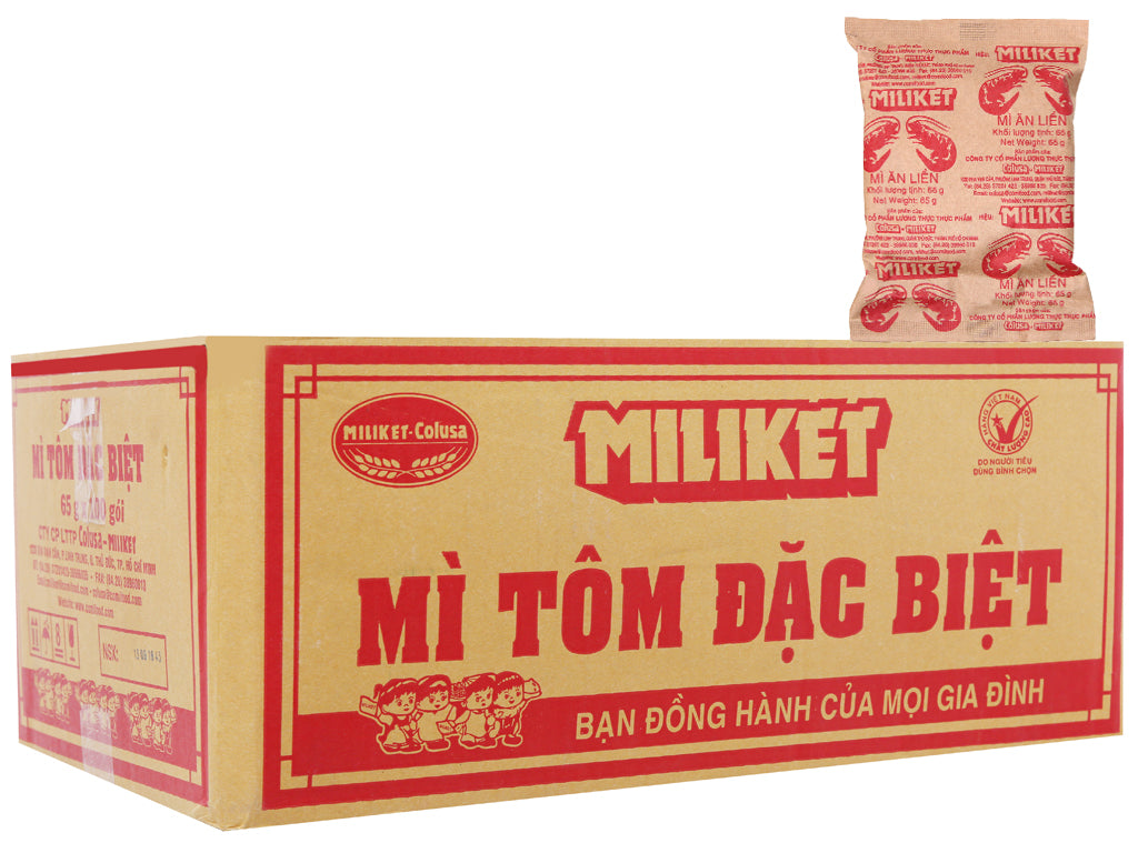 Mì ăn liền Bốn Tôm hương vị tôm Miliket Thùng 100 gói